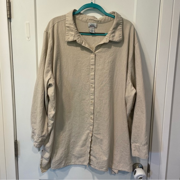 Buttoned Down Shirt Mens 4X Linen Blend Button Up Long Sleeve Only Necessities - Picture 1 of 6